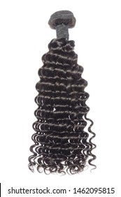 deep wave curly black human hair weaves extensions bundles - Shutterstock ID 1462095815
