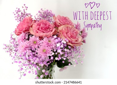 With Deepest Sympathy Card. Lovely Spring Flower Bouquet With Text.