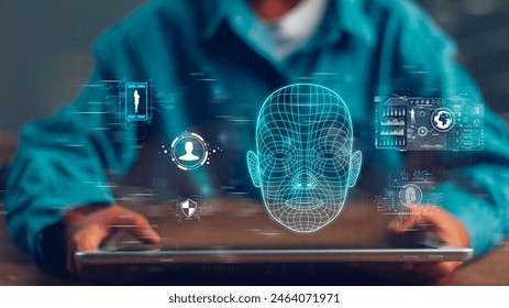 Deepfake concept matching facial movements. Face swapping or impersonation. - Powered by Shutterstock - Get 15% off with code: PIKWIZARD15