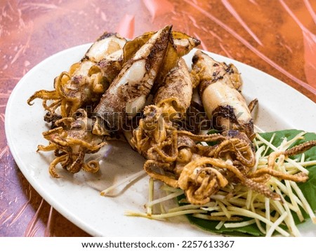 Deepfried Neritic Squid in plate