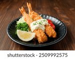 Deep-fried  prawn(shrimp) served with tartar sauce