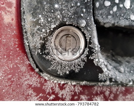 Deeply Frozen Car Door Lock Closeup Stock Photo Edit Now