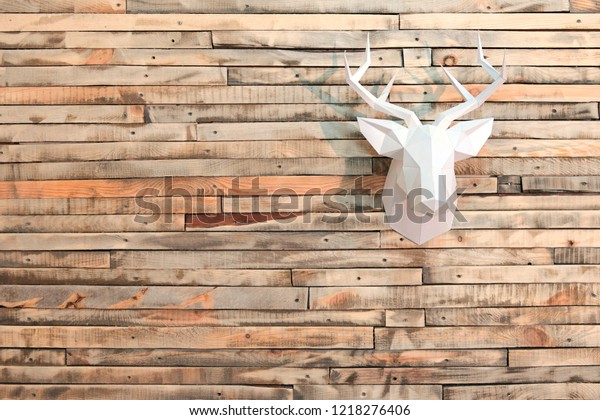 Deer Head Made Paper On Wall Stock Photo Edit Now 1218276406