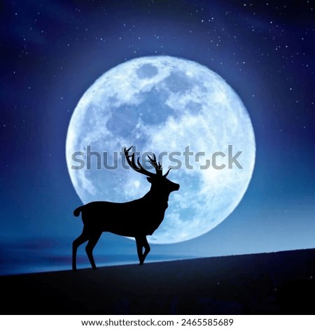 Deer visible by the moon