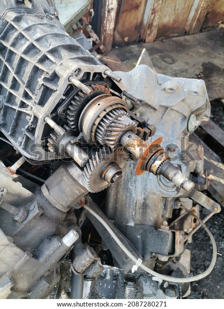 Defective car gearbox in the\
trash