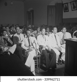 Defendants During The Trial Of Nationalists At Former Spanish Army Barracks. Dec. 1937, Ponce, Puerto Rico. The 1930's Marked The Emergence Of The Puerto Rican Nationalist Party, And The Resulting Rep