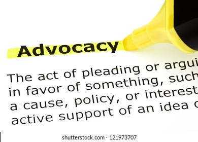 Definition Of Advocacy Highlighted With Yellow Felt Tip Pen