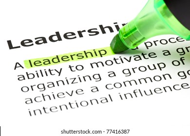 Definition of the word Leadership highlighted in green with felt tip pen. - Powered by Shutterstock