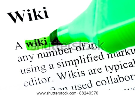 Definition of word wiki marked in green