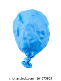 Deflated Blue Balloon Isolated Over White Background