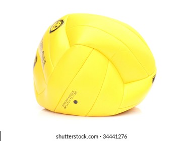 Deflated Volleyball. Isolated On White Background