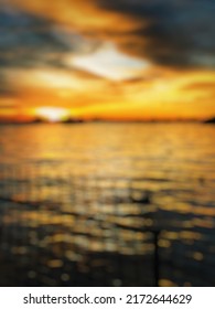 Defocused Abstract Background Of Barito River At Sunset.