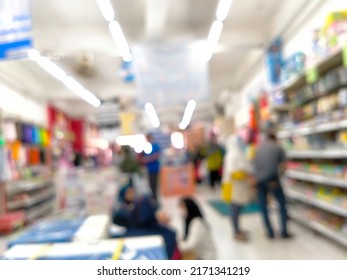 Defocused Abstract Background Or Blur Image From The Bookstore. Bookstore Background.