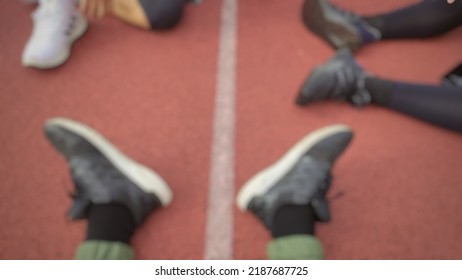 Defocused Abstract Background Of Get Rest After Running At Running Track