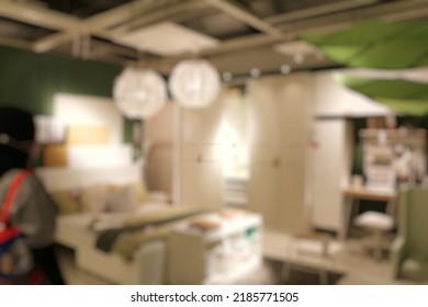 Defocused Abstract Background Of Home Furnishing Store.