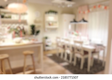 Defocused Abstract Background Of Home Furnishing Store.