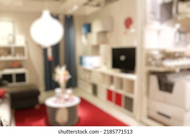 Defocused Abstract Background Of Home Furnishing Store.