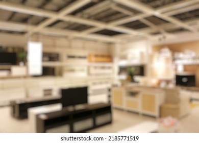 Defocused Abstract Background Of Home Furnishing Store.