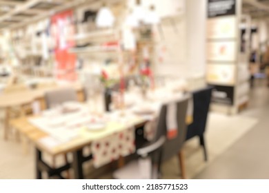 Defocused Abstract Background Of Home Furnishing Store.