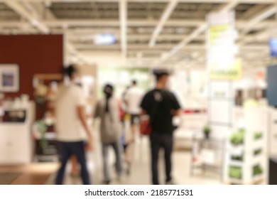 Defocused Abstract Background Of Home Furnishing Store.