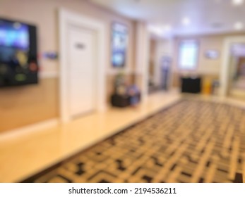 Defocused Abstract Background Lobby Inside Movie Theater Or Cinema With Warm Vintage Tone Effect 