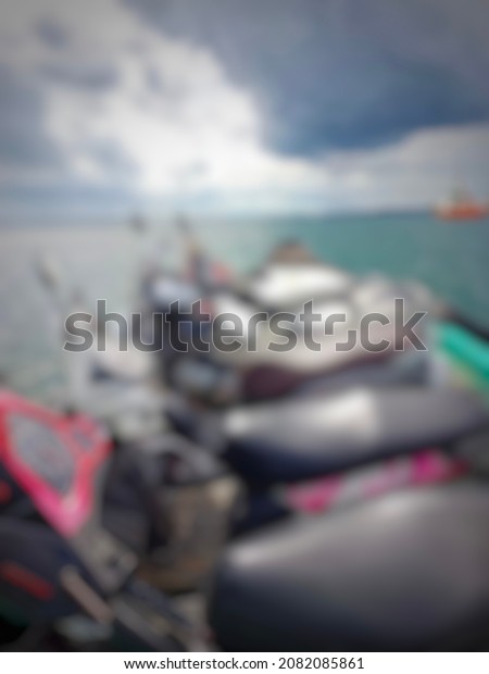 Defocused Abstract\
Background of motorbikes on a passenger ship from Balikpapan to\
Penajam, Indonesia.