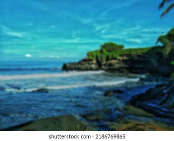 Defocused Abstract Background Of Natural Landscape In Bali, Indonesia. Blurred Wallpaper Of The Ocean In Bali, Indonesia.