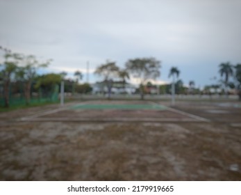 Defocused Abstract Background Of Outdoor Volleyball Court In The Morning