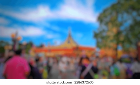 Defocused abstract blurred background of Disneyland Hong Kong