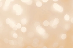 Defocused Abstract Bokeh Background Beige Pastel Colored, Flare From Lights, Beige Monochrome Photo, Blurred Round Bokeh As Holiday Fon, Celebration Wallpaper. Glittering Aesthetic Textured Pattern