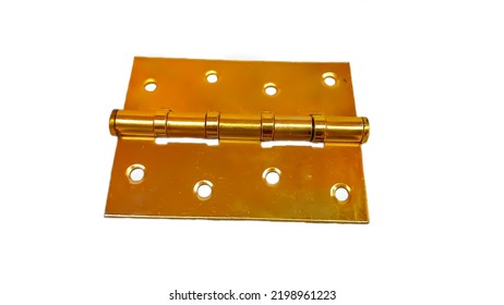 Defocused Background Gold Color Door Hinges From Quality Stainless Steel, Folding Hinge Building Materials. 