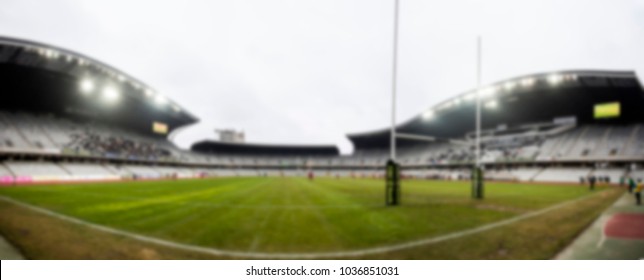 Defocused Background Of Sports Arena And Crowd At Rugby Game