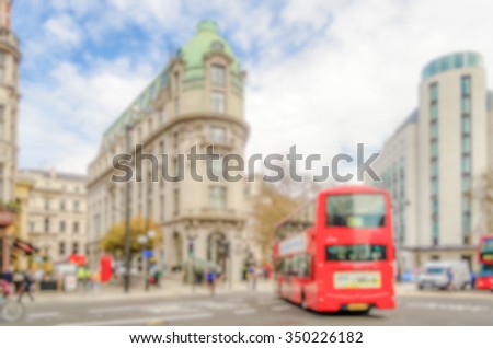 Defocused background of the Strand in London. Intentionally blurred post production for bokeh effect