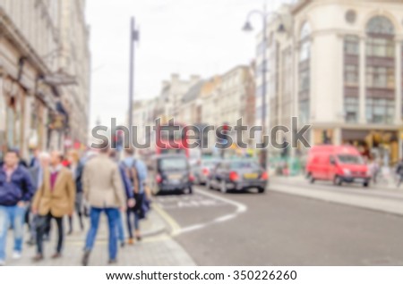 Defocused background of the Strand in London. Intentionally blurred post production for bokeh effect