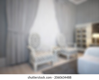 Defocused And Blur Photo Of Dazzling And Fine Living Room With Classic Theme Interior Design