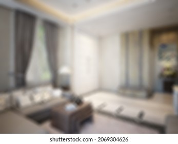 Defocused And Blur Photo Of Dazzling And Fine Living Room Interior Design