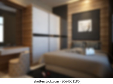 Defocused and Blur Photo of Expensive and Elegant Bedroom Interior Design