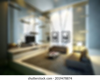 Defocused and Blur Photo of Small and Unique Living Room Interior Design - Shutterstock ID 2019478874