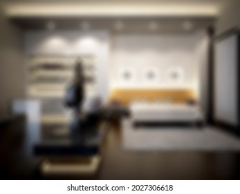 Defocused And Blur Photo Of Traditional And Aesthetic Master Bedroom Interior Design