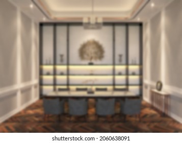 Defocused And Blur Photo Of Unique And Modern Meeting Room Interior Design