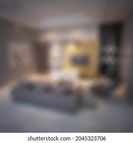 Defocused And Blur Photo Of Warmth And Sophisticated Family Room Interior Design