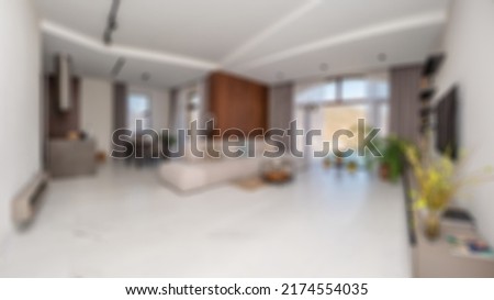 Defocused and Blured Abstract Photo of Modern Luxury Comfortable and Unique Living Room Interior Design. Perfect for background.