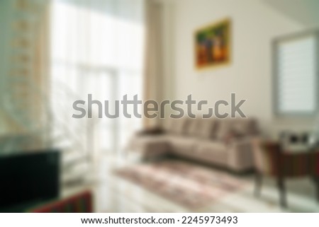 Defocused and Blured Abstract Photo of Modern Luxury Comfortable and Unique Living Room Interior Design. Perfect for background.