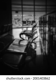 Defocused And Blurred  Abstract Background Of Rows Of Waiting Chairs At Hospital