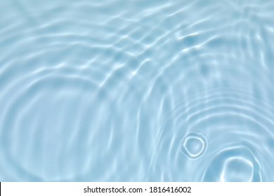 de-focused. Blurred transparent blue colored clear calm water surface texture with splashes and bubbles. Trendy abstract nature background. Water waves in sunlight with copy space. - Shutterstock ID 1816416002