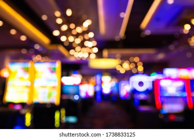 Defocused Casino Blur With Slot Machines And Lights