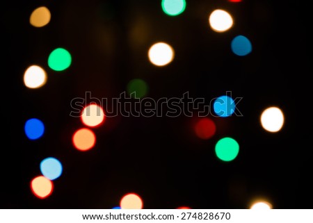 Defocused Christmas lights. Bokeh photography can be used as a background as well as an overlay.
