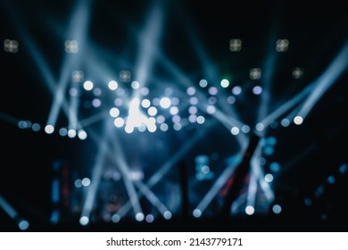 Defocused Entertainment Concert Lighting On Stage, Blurred Disco Party And Concert Live