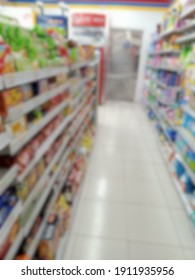 defocused image of supermarket and retail