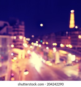 Defocused Lights Of Night Paris.